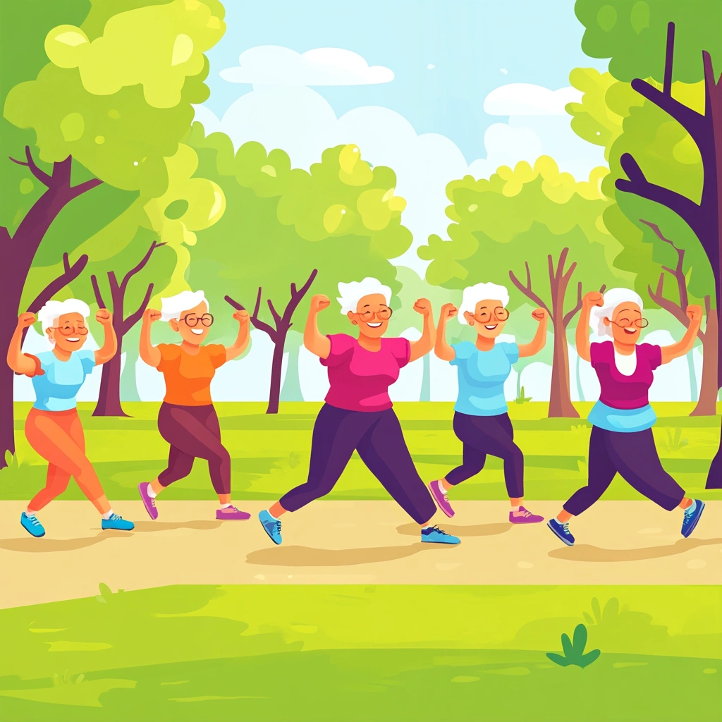 Щасливі активні пенсіонери займаються спортом на природі