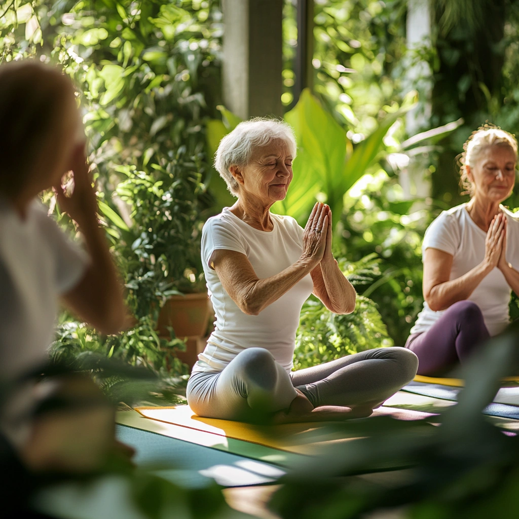Пенсіонери займаються йогою